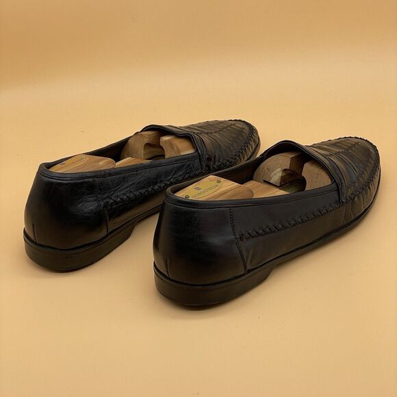 Deer Stags Palermo Leather Loafers Men\'s Size 10.5 M Black Weave Comfort Arch